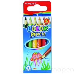 Kredki ołówkowe KEYROAD Mini, trójkątne, 6szt., mix kolorów
