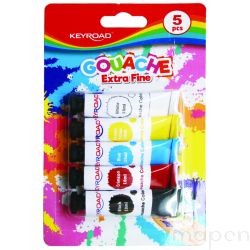 Farby tempera KEYROAD, 5x10ml, zawieszka, 5 kolorów