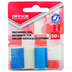 Zakładki indeksujące OFFICE PRODUCTS, PP, 25x43mm, 1x50 kart., blister, niebieskie