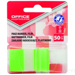 Zakładki indeksujące OFFICE PRODUCTS, PP, 25x43mm, 1x50 kart., blister, zielone