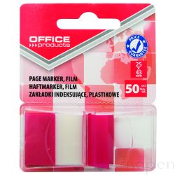 Zakładki indeksujące OFFICE PRODUCTS, PP, 25x43mm, 1x50 kart., blister, czerwone