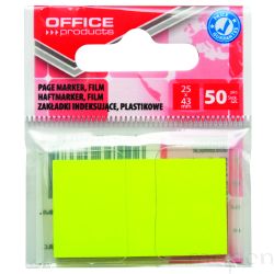 Zakładki indeksujące OFFICE PRODUCTS, PP, 25x43mm, 1x50 kart., zawieszka, żółte