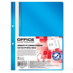 Skoroszyt OFFICE PRODUCTS, PP, A4, 2 otwory (50szt), 100/170mikr., wpinany, Niebieski