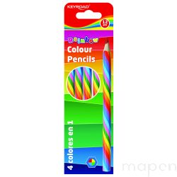 Kredki ołówkowe KEYROAD, sześciokątne, tęczowe, 12szt., mix kolorów