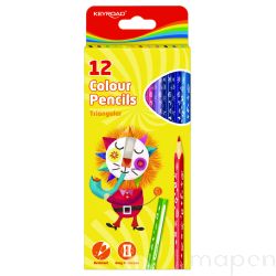 Kredki ołówkowe KEYROAD, trójkątne, 12szt., mix kolorów