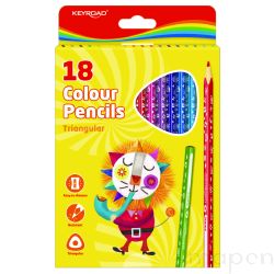 Kredki ołówkowe KEYROAD, trójkątne, 18szt., mix kolorów