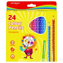 Kredki ołówkowe KEYROAD, trójkątne, 24szt., mix kolorów