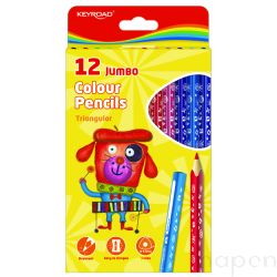 Kredki ołówkowe KEYROAD Jumbo, trójkątne, 12szt., mix kolorów