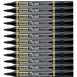 Marker permanentny PENTEL N850 okrągły czarny12szt