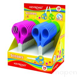 Nożyczki szkolne KEYROAD, 12cm, zaokr., pakowane na displayu, mix kolorów