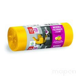 Worki na śmieci z uszami ANNA ZARADNA, zapach cytrusów, 35 l, 28 szt., żółty