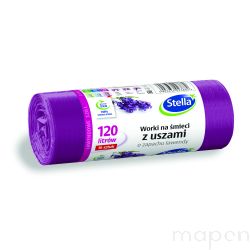 Worki na śmieci z uszami STELLA, zapach lawendy, 120 l, 10 szt., lawendowy