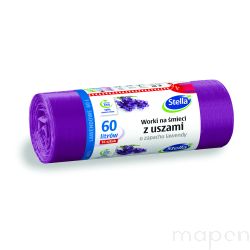 Worki na śmieci z uszami STELLA, zapach lawendy, 60 l, 16 szt., lawendowy