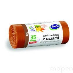 Worki z uszami STELLA, do segregacji odpadów bio, 35 l, 20 szt., brązowe, brązowy