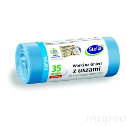 Worki z uszami STELLA, do segregacji odpadów papierowych, 35 l, 20 szt., niebieskie, niebieski