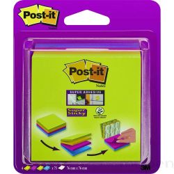 Multi kostka samoprzylepna POST-IT? Super Sticky (2014-SC-BYFG),76x76mm, 4x75 kart., mix kolorów
