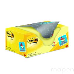 Bloczek samoprzylepny POST-IT (653CY-VP20), 38x51mm, (16+4)x100 kart., żółte, 4 bloczki GRATIS