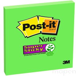Bloczek samoprzylepny POST-IT Super Sticky (654-6SS-AW), 76x76mm, 1x90 kart., zielony