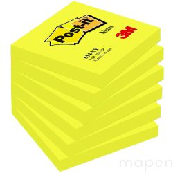 Bloczek samoprzylepny POST-IT (654NY), 76x76mm, 1x100 kart., jaskrawy żółty