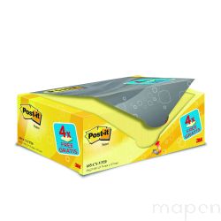 Bloczek samoprzylepny POST-IT (655CY-VP20), 127x76mm, 20x100 kart., żółte, 4 bloczki GRATIS