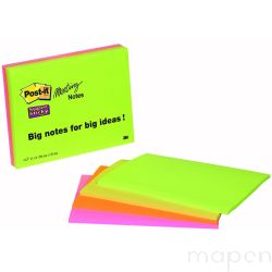 Bloczek samoprzylepny POST-IT Super Sticky (6845-SSP), 200x149mm, 4x45 kart., mix kolorów