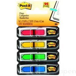 Zakladki indeksujace POST-IT, PP, 11,9x43,1mm, strzałka, 4x24 kart., 