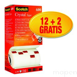 Taśma biurowa SCOTCH Crystal (6-1933R14), 19mm, 33m, 12+2szt. GRATIS