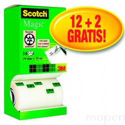 Taśma biurowa SCOTCH Magic (8-1933R14 TPR), matowa, 19mm, 33m, 12szt., 2 rolki GRATIS