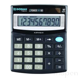 Kalkulator biurowy DONAU TECH, 10-cyfr. wyświetlacz, wym. 122x100x32 mm, czarny