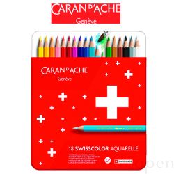 Kredki CARAN D'ACHE Swisscolor Aquarelle, z efektrm akwareli,  sześciokątne, 18szt., mix kolorów