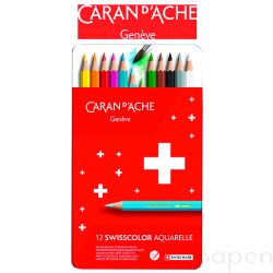 Kredki CARAN D'ACHE Swisscolor Aquarelle, z efektrm akwareli,  sześciokątne, 12szt., mix kolorów