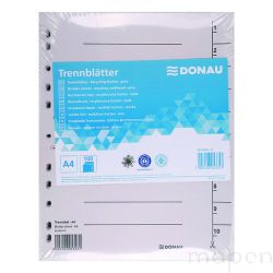 Przekładka DONAU, karton, A4, 235x300mm, 1-10, 1 karta, szara 100szt