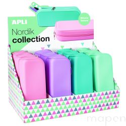 Piórnik APLI Nordik, Soft Touch, 185x75x55 mm, silikonowy, mix kolorów pastel