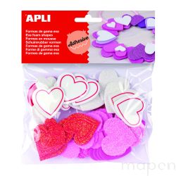 Naklejki APLI Eva, z brokatem, serce, 52 szt.