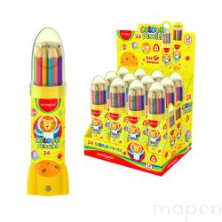 Kredki ołówkowe KEYROAD, trójkątne, w metalowej tubie w kształcie rakiety, 24 szt., display, mix kolorów