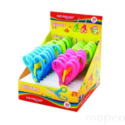 Nożyczki szkolne KEYROAD, 12 cm, z blokadą, display, mix kolorów