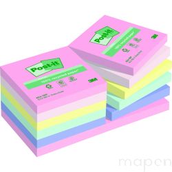 Ekologiczne karteczki samoprzylepne Post-it, NATURE, pastelowe, 76x76mm, 12x100 kart.