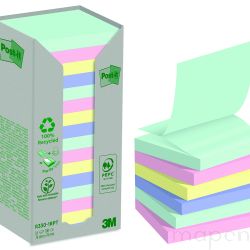 Ekologiczne karteczki samoprzylepne Post-it Z-Notes, NATURE, pastelowe, 76x76mm, 16x100 kart.