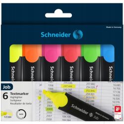 Zestaw zakreślaczy SCHNEIDER Job, 1-5 mm, 6 szt.,  PODREŚLACZ TEXTMARKER