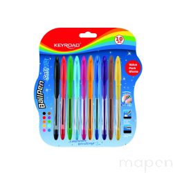 Zestaw kolorowych Długopisów, długopis klasyczny szkolny KEYROAD 10szt 0,7mm