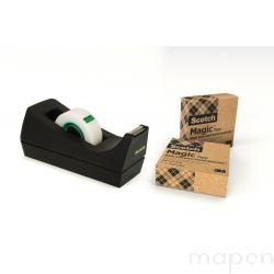 Taśma biurowa SCOTCH® Magic™ Greener Choice (9-1933R3C38), matowa, 19mm, 33m, 3szt., podajnik C-38 GRATIS