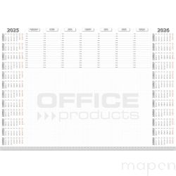 Podkładka na biurko OFFICE PRODUCTS, planer 2025/2026, biuwar 594x420mm A2 ,52k., biała
