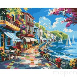 Malowanie po numerach IDEYKA, 40x50 cm, miasto nad oceanem, 1 szt., w pudełku
