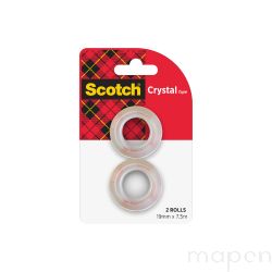 Taśma biurowa SCOTCH Crystal (6-1975R2), 19mm, 7,5m, 2szt.