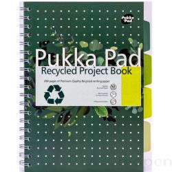 Kołozeszyt Pukka Pad recycled, B5 , w linię, 100k, 4 przekładki, zielony