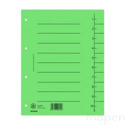 Przekładka DONAU, karton, A4, 235x300mm, 1-10, 1 karta, zielona 100szt