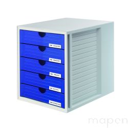 Zestaw 5 szufladek HAN System-Box, polistyren, A4, szaro-niebieski