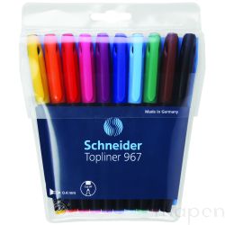 Zestaw cienkopisów SCHNEIDER Topliner 967, 0,4 mm, 10 szt., pudełko z zawieszką, mix kolorów