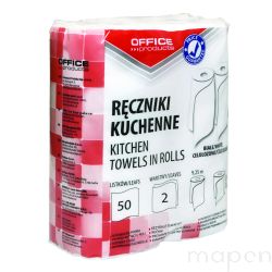 Ręczniki kuchenne celulozowe OFFICE PRODUCTS, 2-w, 50 listków, 9,25m, 2szt., białe ręcznik