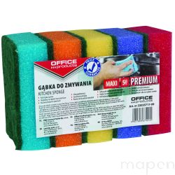 Gąbki do zmywania, zmywak do naczyń Maxi Premium 5szt mix kolorów